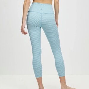 NWT NIKE YOGA high rise crop length Blue Gingham Leggings size XS